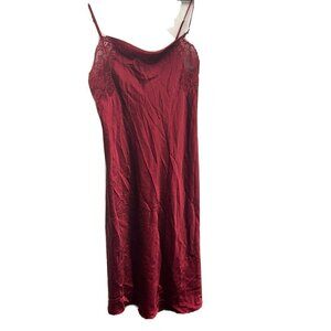 Vintage Oscar De La Renta Pink Label Satin Burgundy Long Slip Dress Size Large